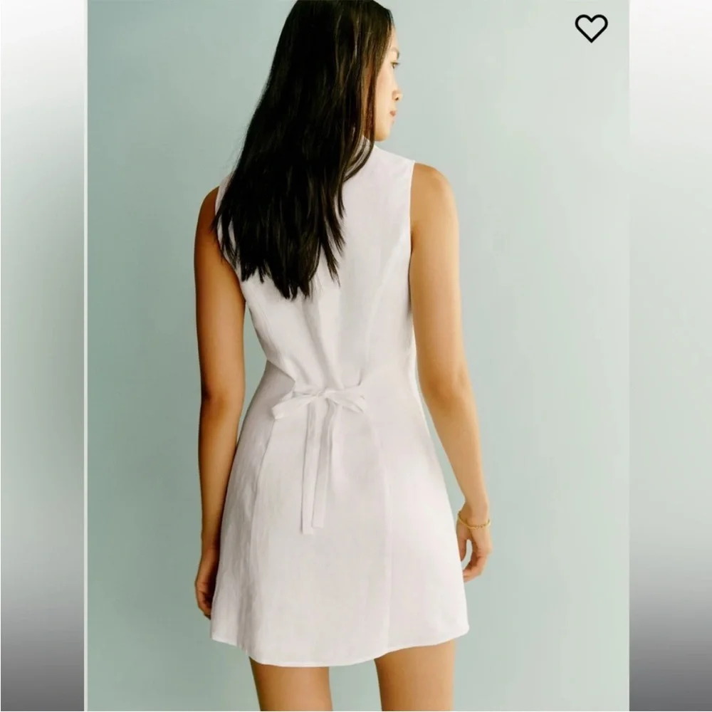 Reformation Aida Linen White Button-Down Mini Dress - Picture 4 of 9
